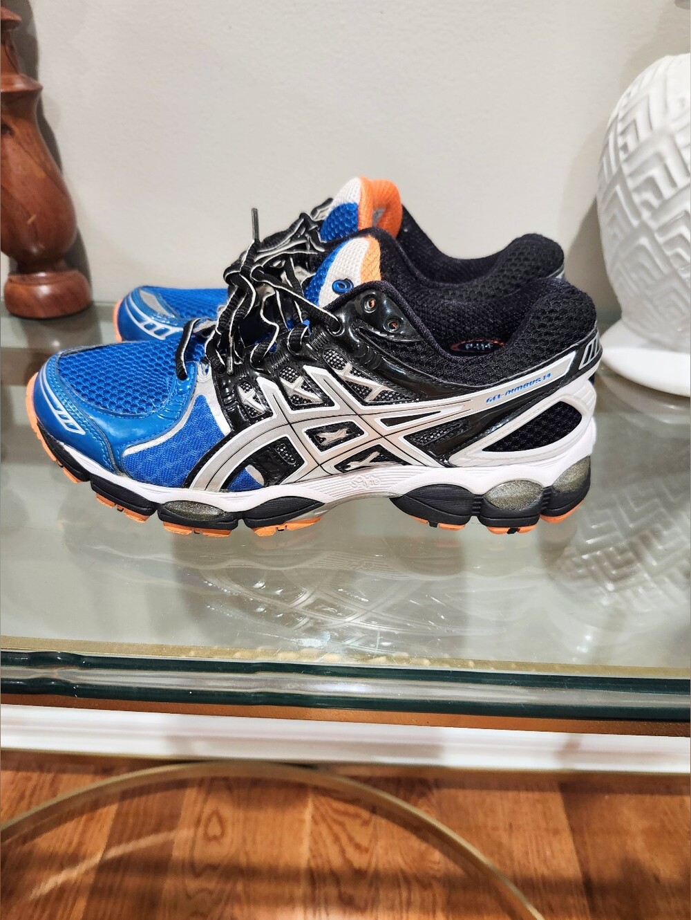 ASICS Gel Nimbus 14 Blue, Black & Orange Athletic Sneakers